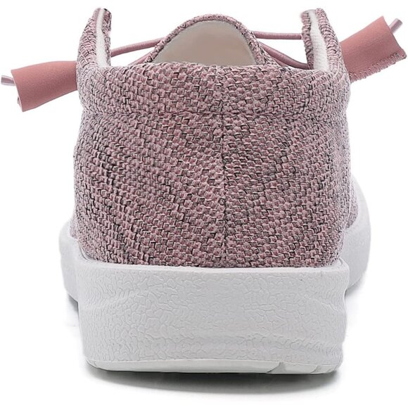 Women's Pink Lightweight Casual Slip On Deck Canvas Loafers Sneakers Boot Shoes - Picture 4 of 8